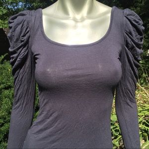 TX gunmetal Gray puff sleeve sweetheart neckline M